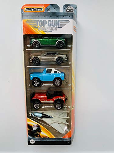 Mb Matchbox Topgun Maverick 5 Pack 1:64 Scale Diecast - Swing Wing, Bronco, Jeep4X4, Mustang, Mini Countryman