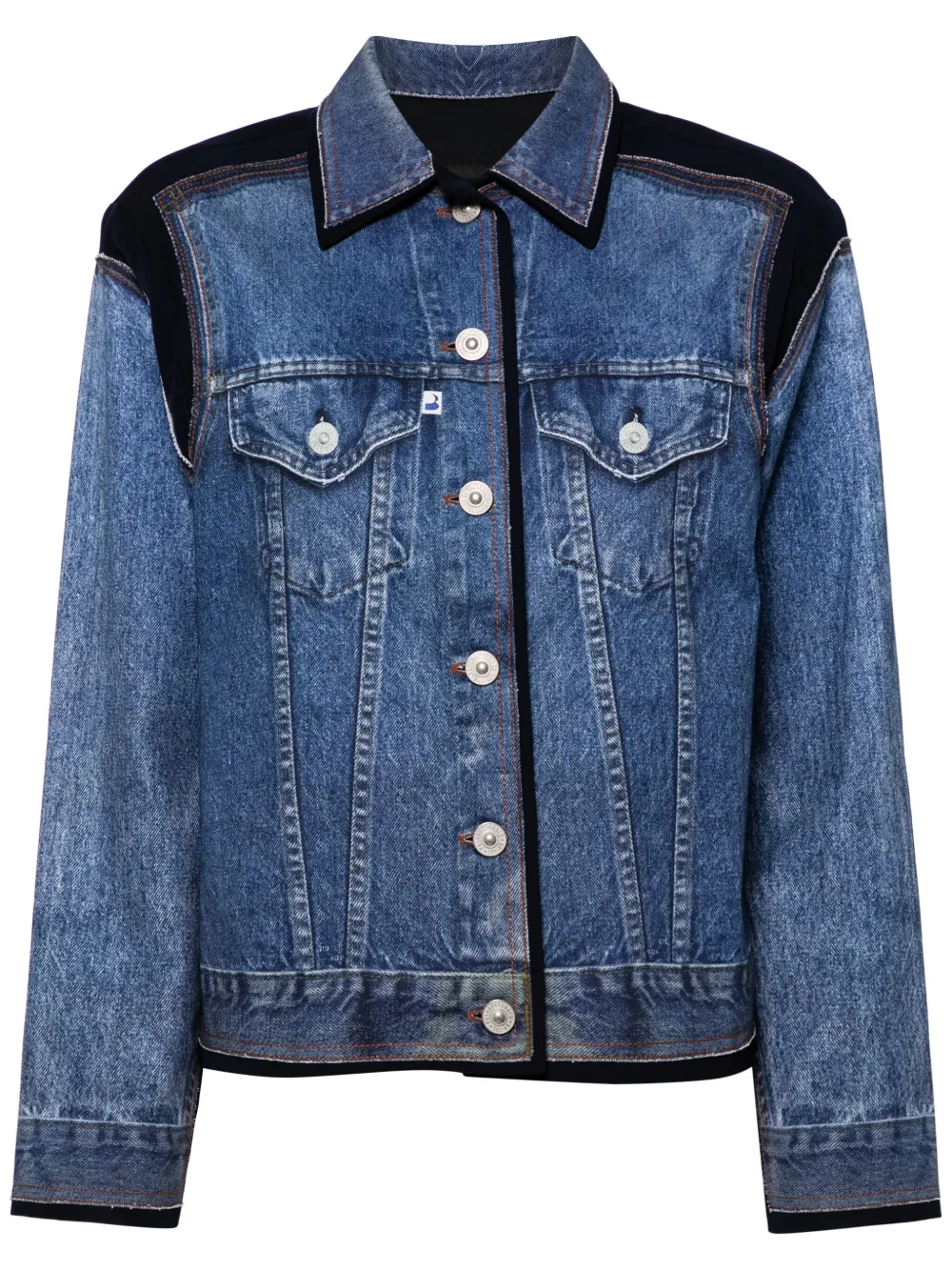 pushBUTTON contrasting denim jacket - Blu
