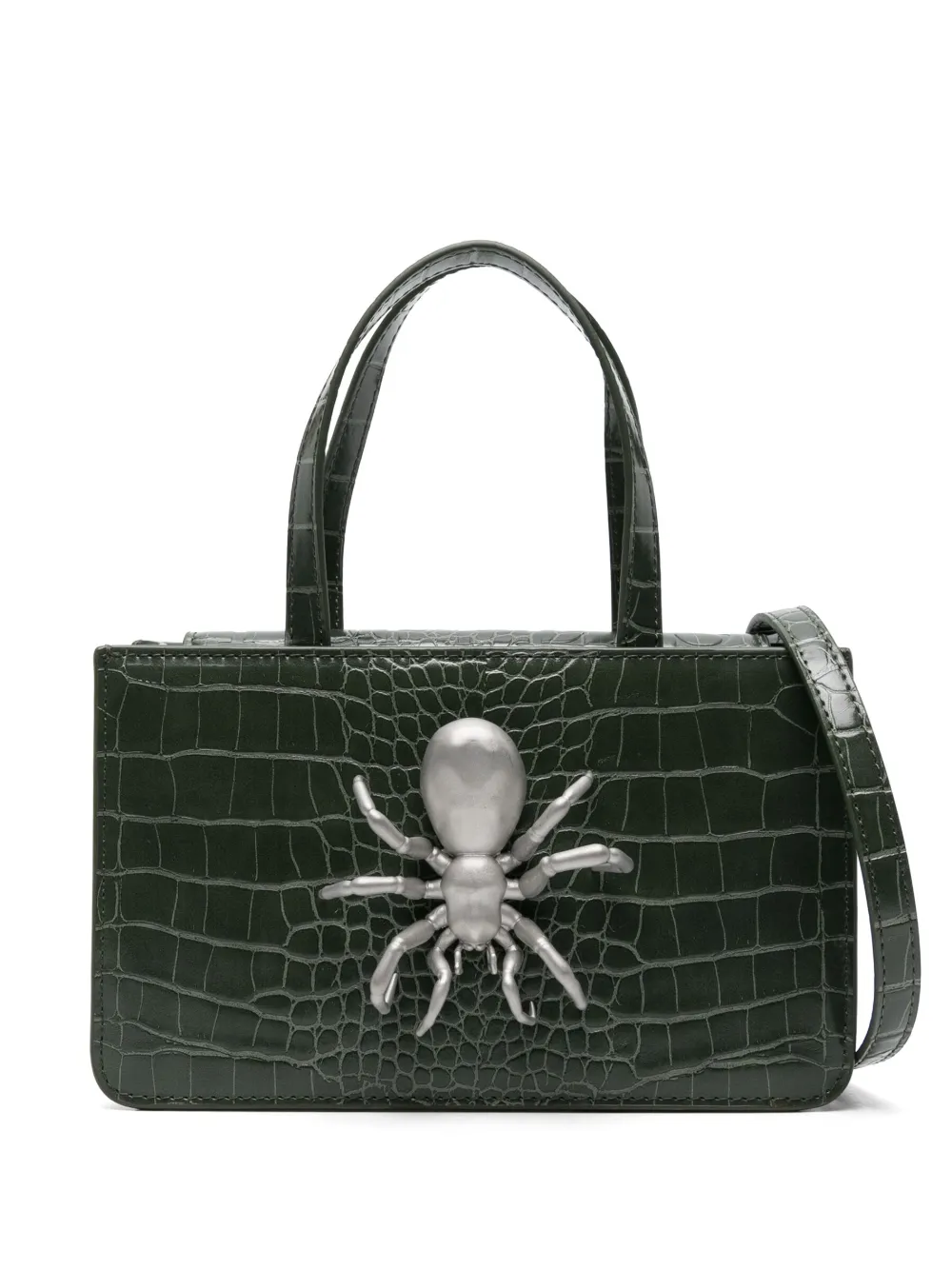 Puppets and Puppets small Spider snakeskin-effect tote bag - Verde
