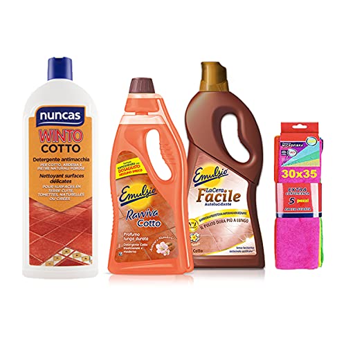 Emulsio Kit Pulizia Cucina Cotto : Nuncas Winto - Ravviva - Facile + 5 Panni In Microfibra