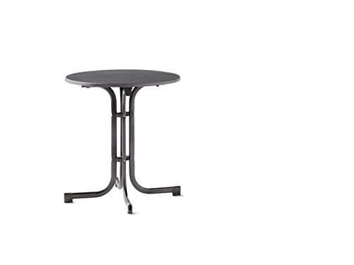 Sieger Tavolo Pieghevole Boulevard Con Piano, Piastra Decorativa Mecalit-Pro E Struttura In Tubi D'Acciaio, Grigio Ferro/Ardesia Antracite