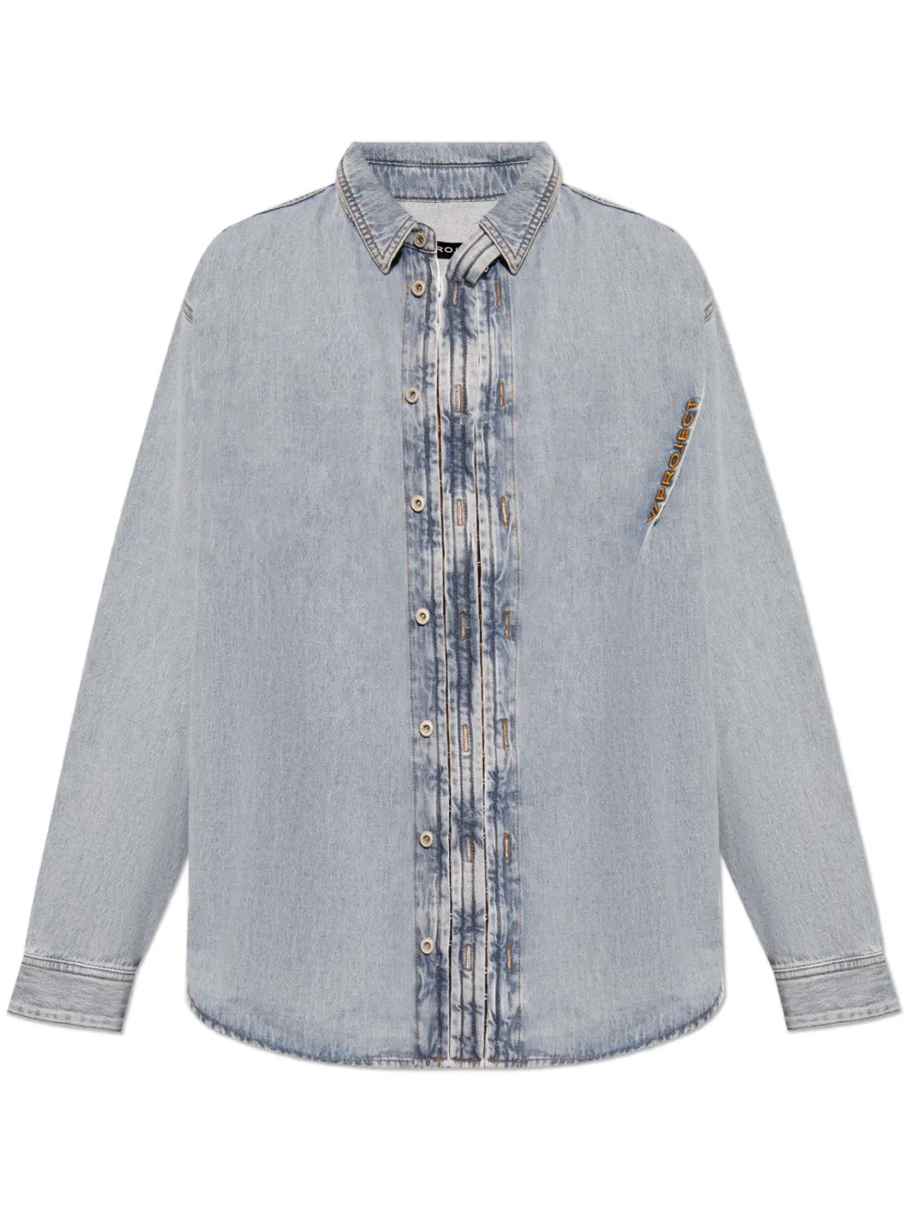 Y/Project logo-embroidered denim shirt - Blu