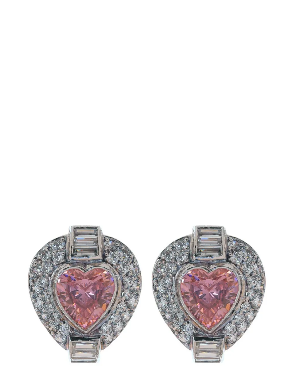 Fantasia by Deserio 14kt white gold heart stud earrings - Bianco