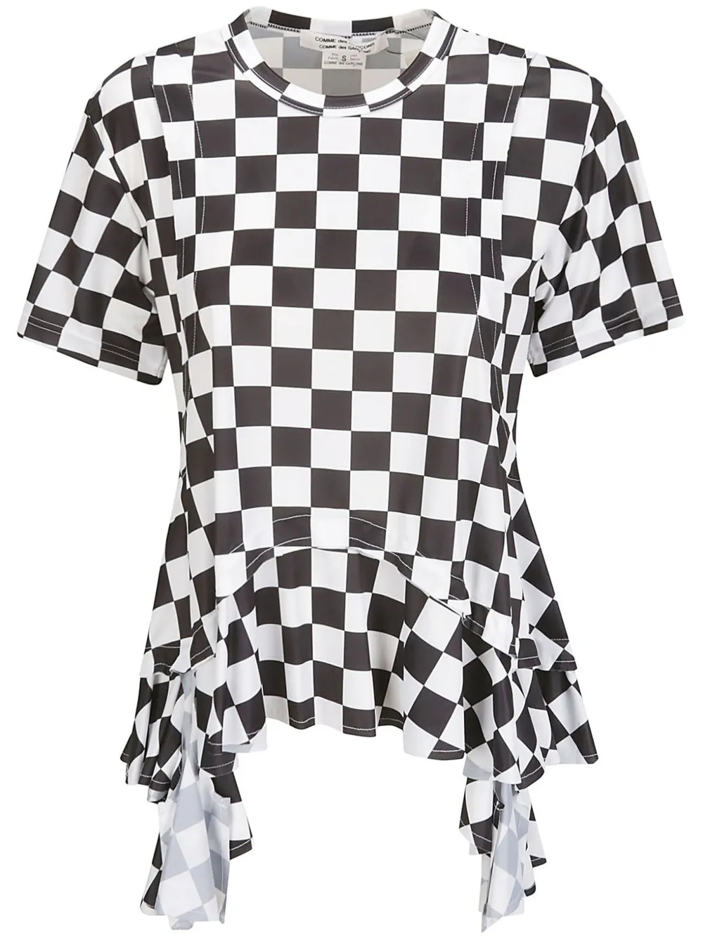 Comme Des Garçons Comme Des Garçons checked handkerchief-hem T-shirt - Bianco