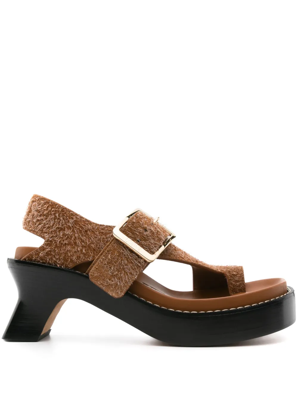 LOEWE 70mm Ease brushed-suede sandals - Marrone
