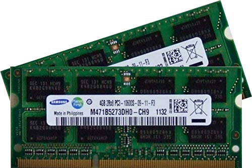 Samsung – Memoria 8 Gb Per Pc Portatile – Kit 2X4 Gb Dual Channel Originale 204 Pin Ddr3-1333 Pc3-10600 Cl9 So-Dimm Per Ddr3 I5 + I7 Portatile Con Sup