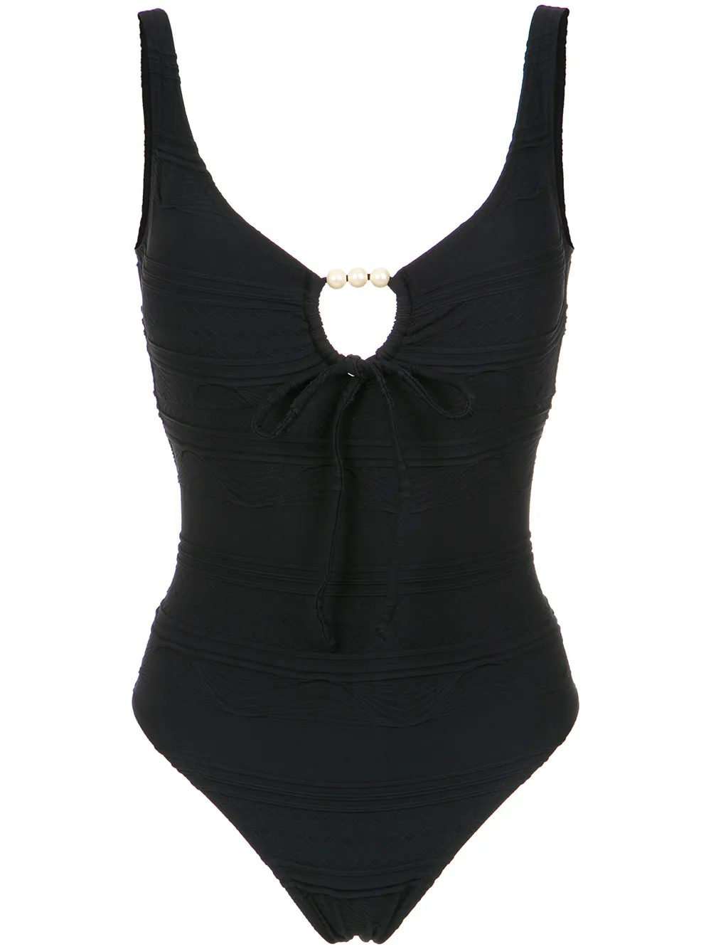 Amir Slama faux pearl embellished swimsuit - Nero