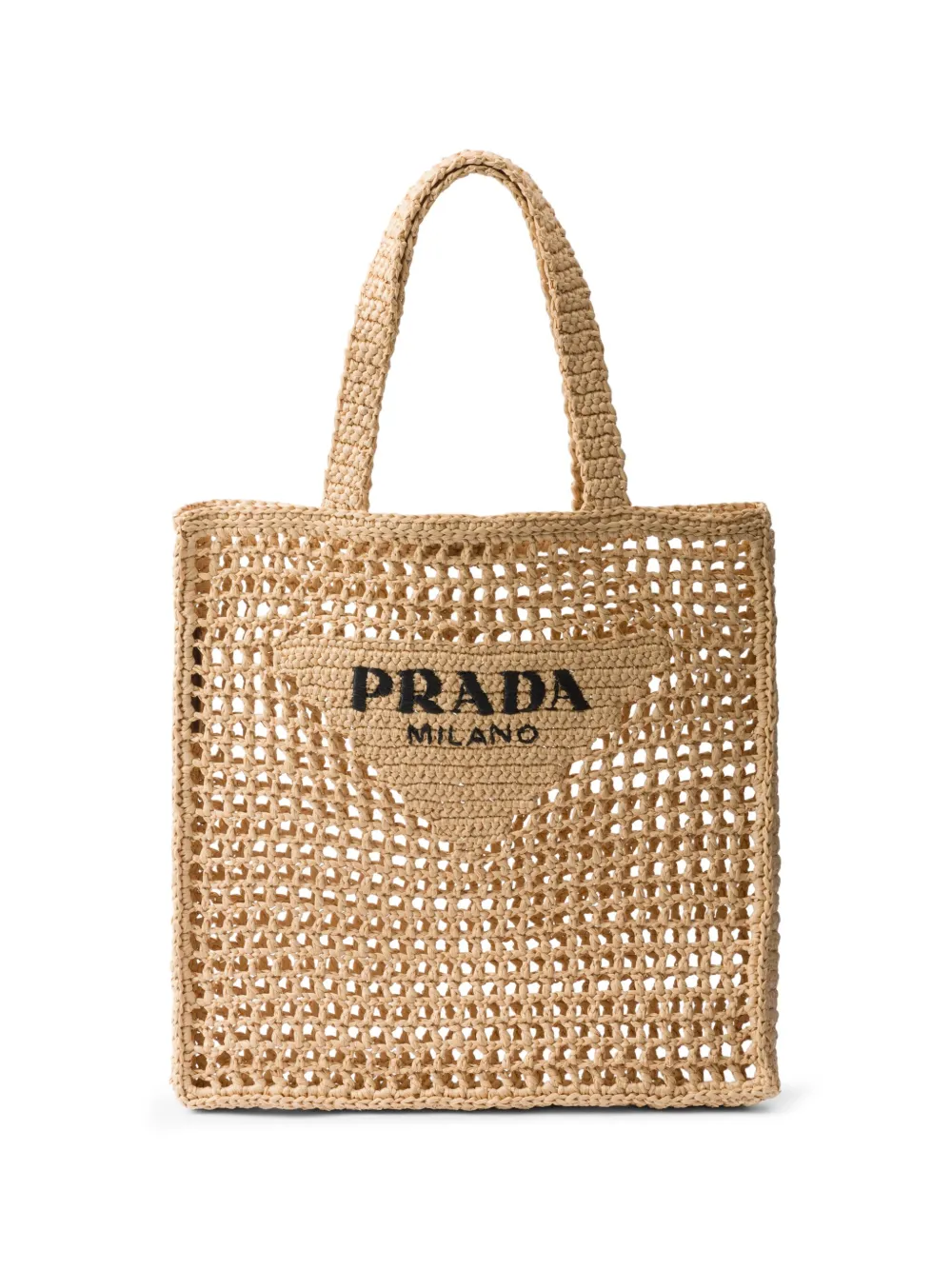 Prada logo-embroidered crochet tote bag - Toni neutri