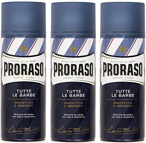 Proraso - Confezione Da 3 Schiuma Da Barba Proraso Blue Shaving Foam, 400 Ml