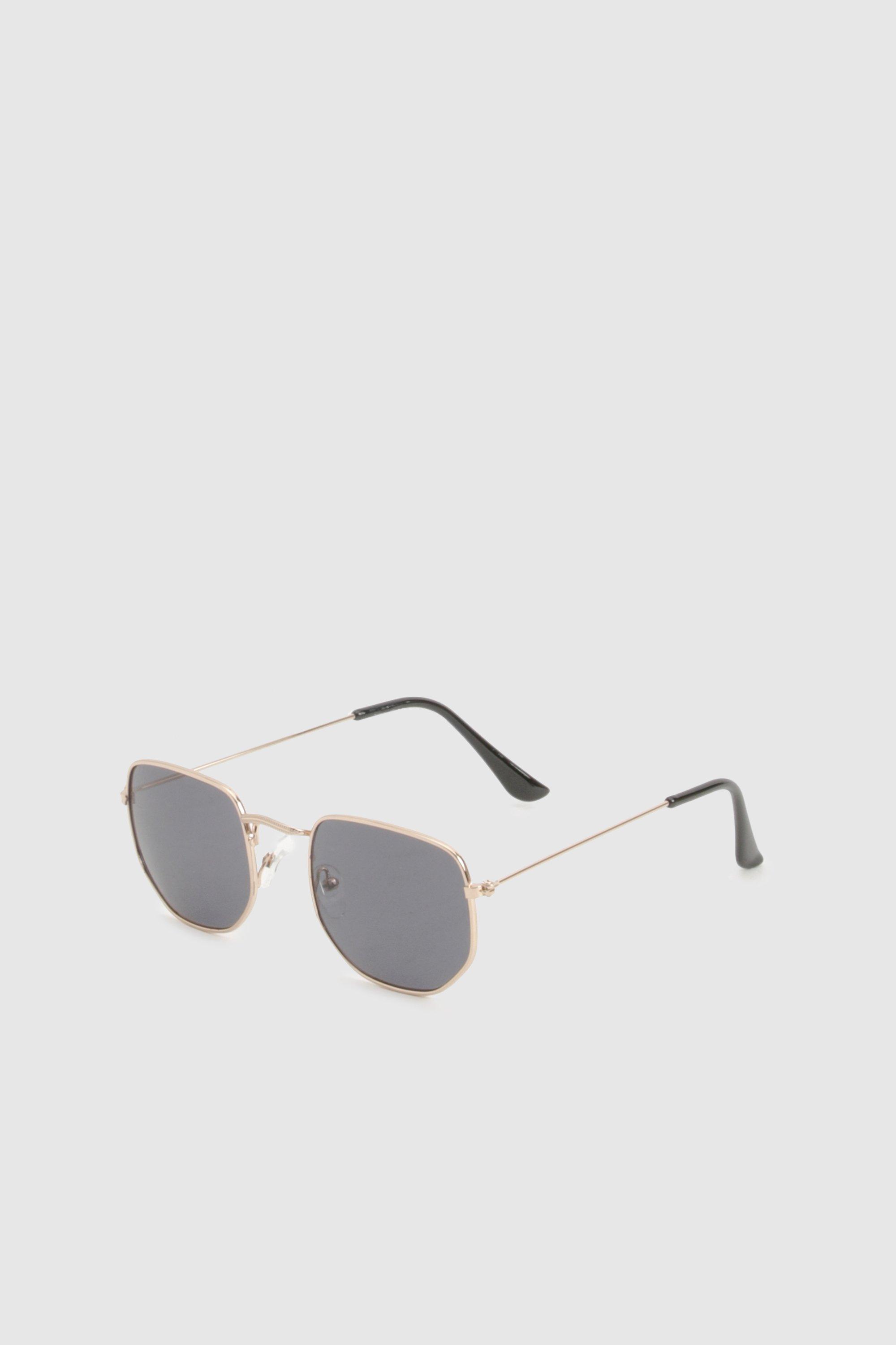 Tinted Metal Frame Round Sunglasses, Metallics