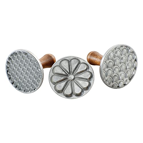 Nordic Ware Cookie Stamps Stampo Biscotti All Season, Alluminio Pressofuso, Argento Con Manici In Legno Naturale, Set Di 3, 3 Unità