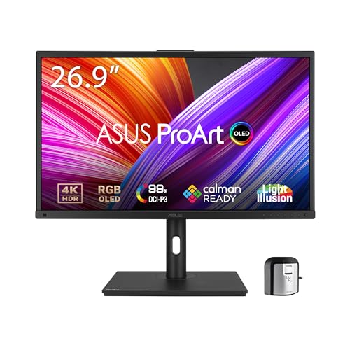 Asus Proart Display Oled Pa27Dce-K Monitor Professionale Da 27” Pollici (26,9), 4K Uhd (3840 X 2160), 0,1 Ms, 99% Dci-P3, Hlg, Δe < 1, Usb-C Pd 80W, C