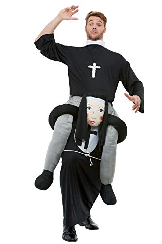 Piggyback Nun Costume, Black, With One Piece Suit & Mock Legs