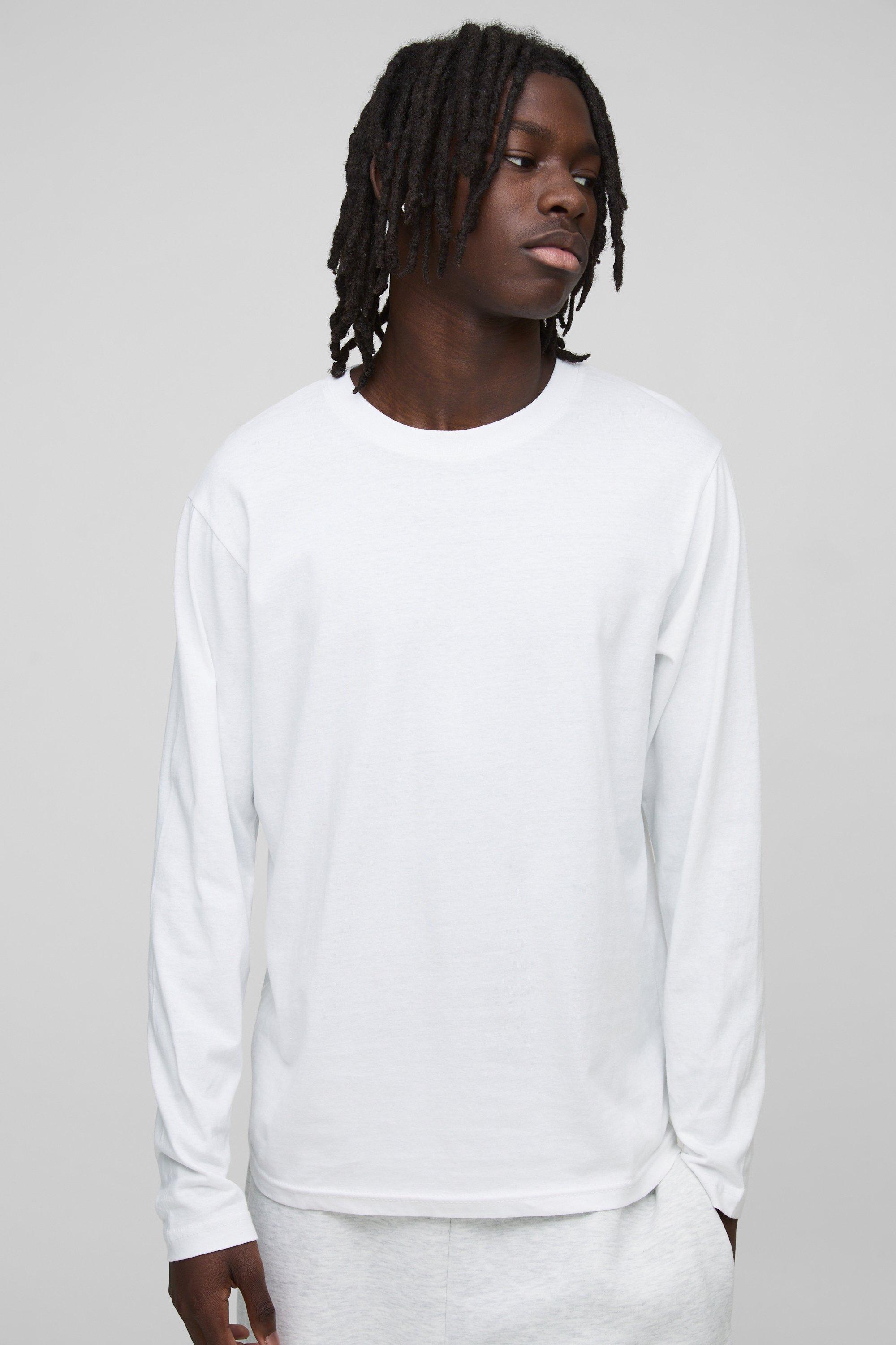 Long Sleeve Crew Neck T-shirt, Bianco
