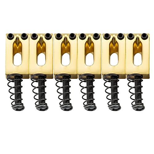 Musiclily 10,5Mm Sellette Ponte Tremolo Strat Bridge Saddles Per Chitarra Elettrica Fender Stratocaster Telecaster, Dorato(Set Di 6)