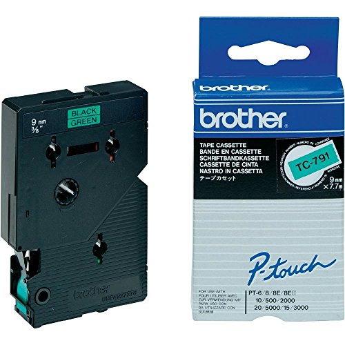 Brother Tc-791 Nastro Laminato 9 Mm, Nero / Verde