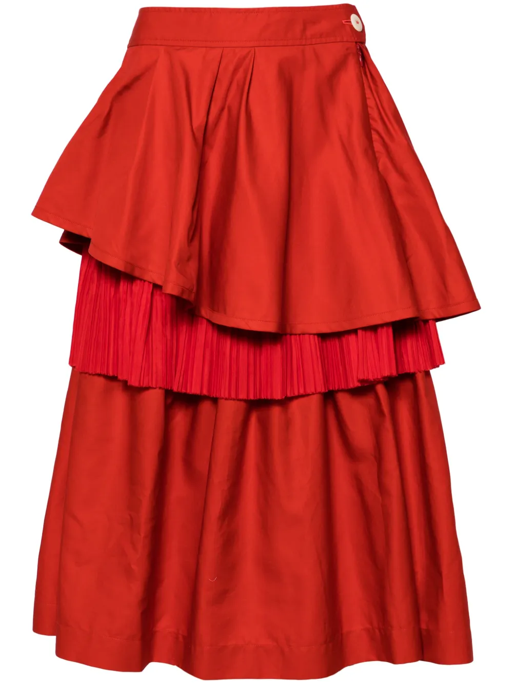 Shanshan Ruan tulle-overlay ruffled skirt - Rosso