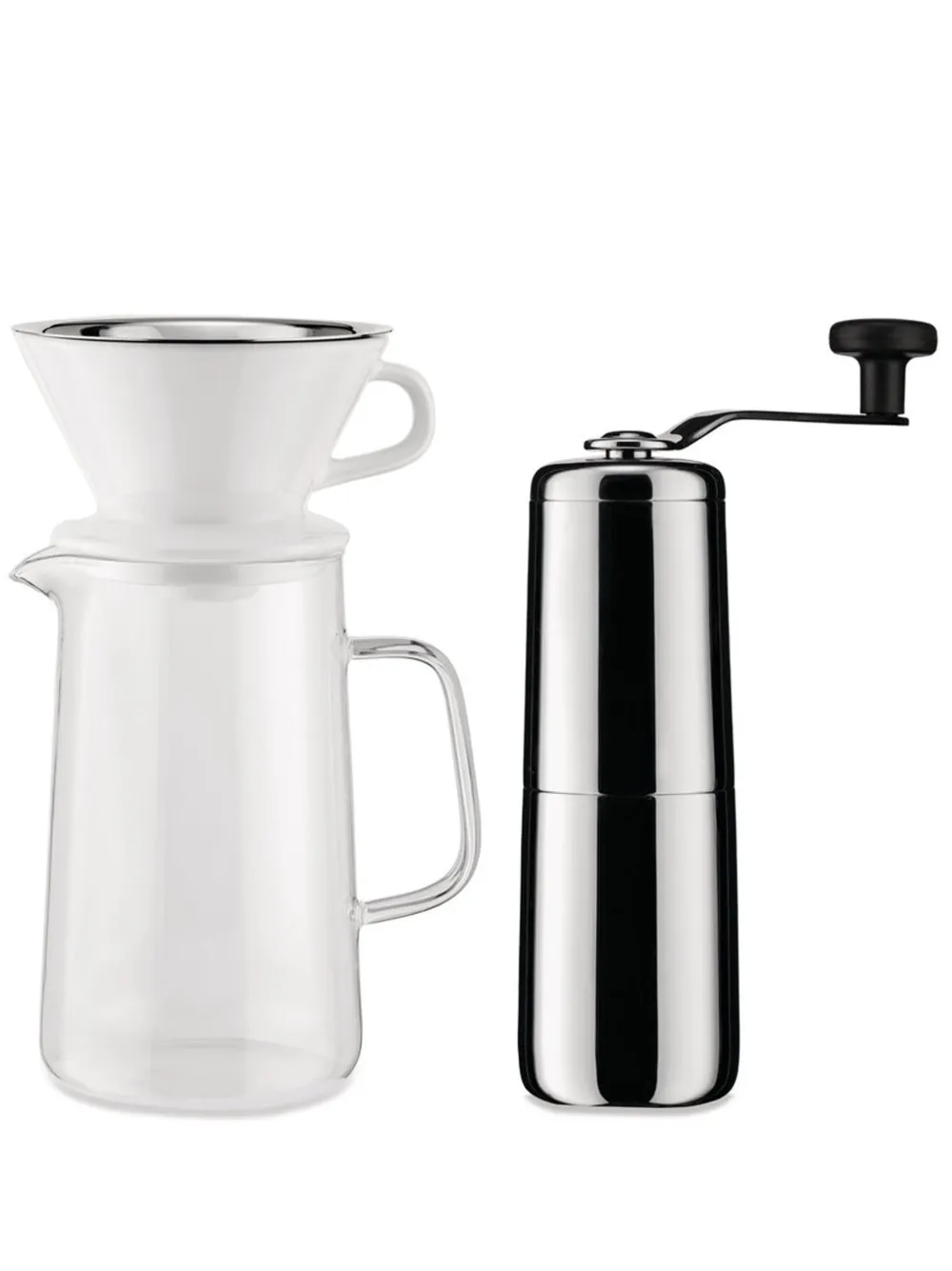 Alessi Slow Coffee drip coffee machine & coffee grinder set - Argento