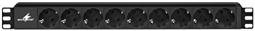 Monacor Montaggio A Rack In Alluminio, 2 M, Colore: Nero (Striscia Di Alimentazione Con Messa A Terra A 9)