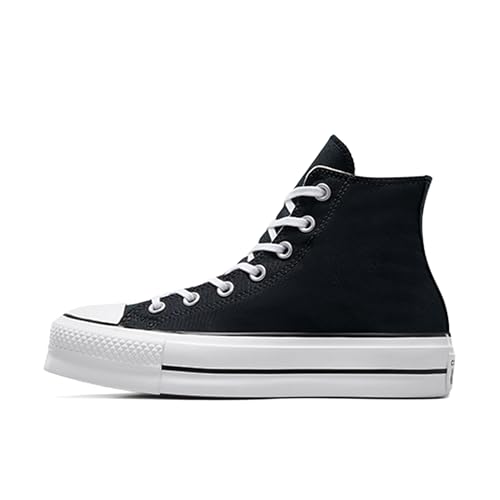 Converse Chucks Plateau Nero 560845C Chuck Taylor All Star Lift - Hi Nero Bianco Bianco, Taglia:40