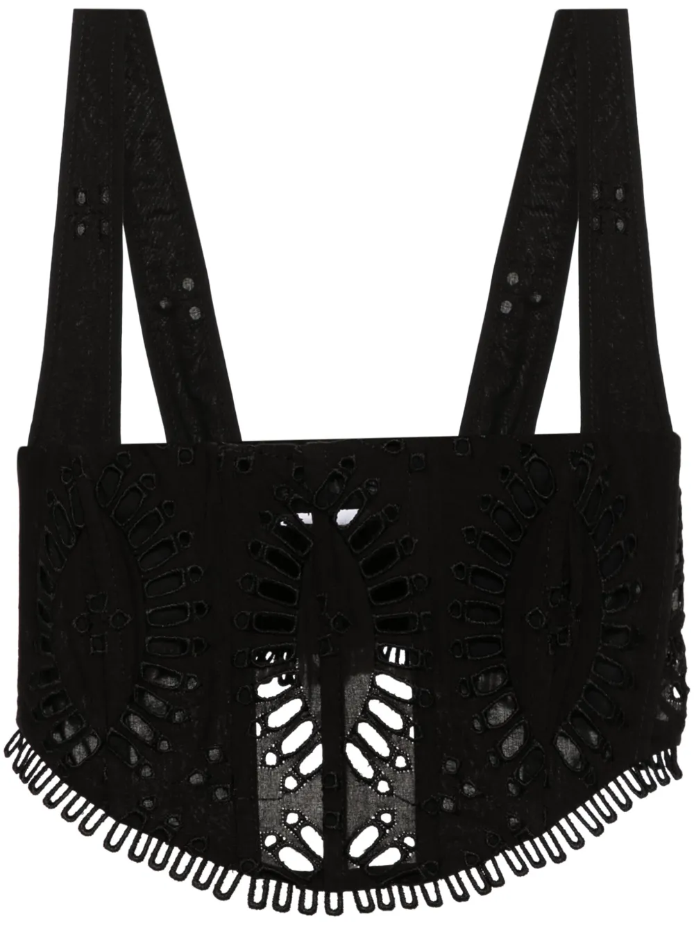 Charo Ruiz Ibiza Güik broderie-anglaise top - Nero