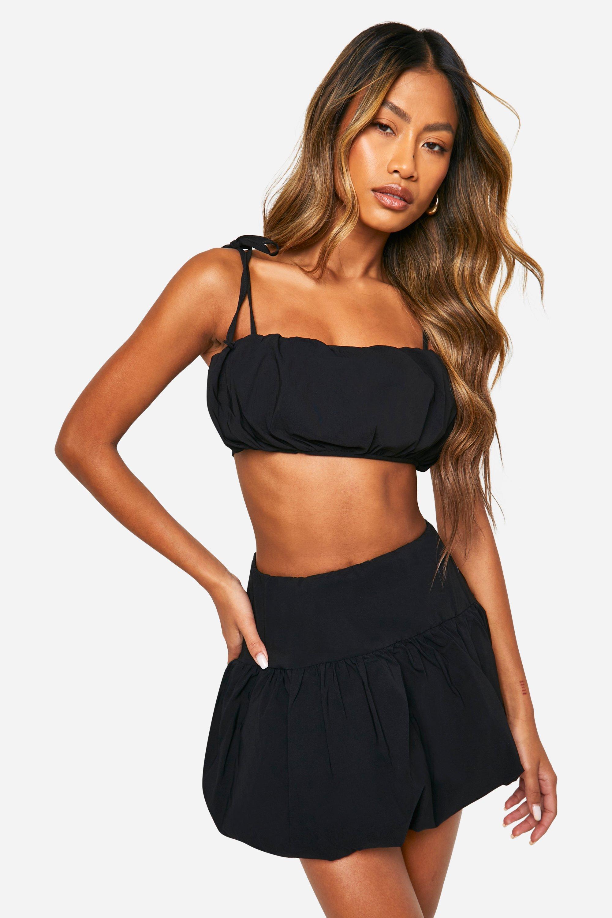 Bengaline Bubble Cami Top, Nero