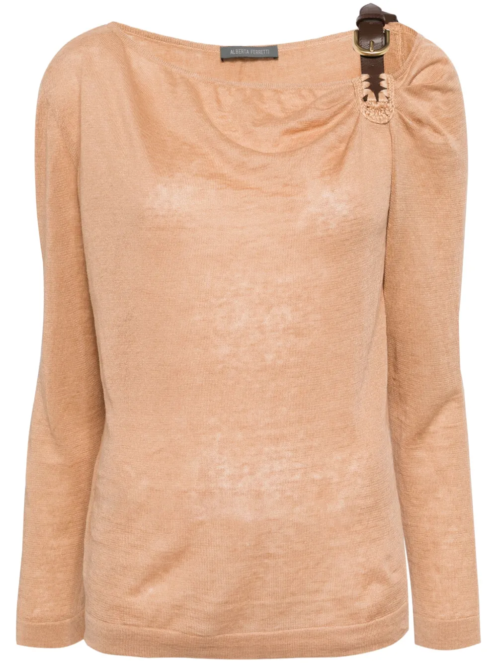 Alberta Ferretti buckle-detail linen top - Marrone