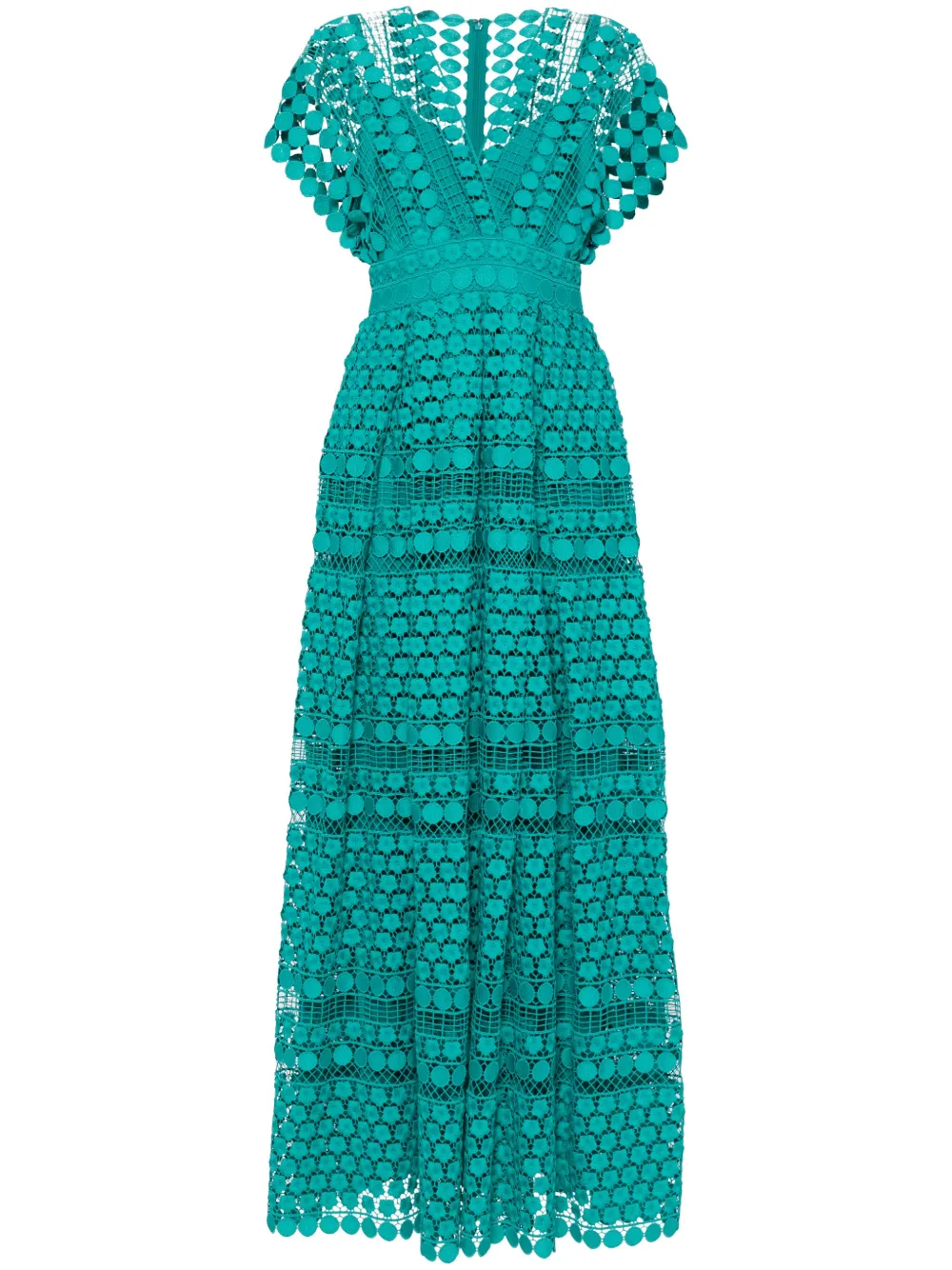 Elie Saab macramé silk maxi dress - Verde