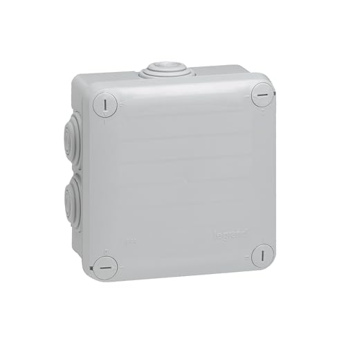 Legrand Plexo Leg92022 - Barattolo Rettangolare Impermeabile A 7 Attacchi Ip55/Ik07 650°C, 105 X 105 X 55 Mm, Colore: Grigio