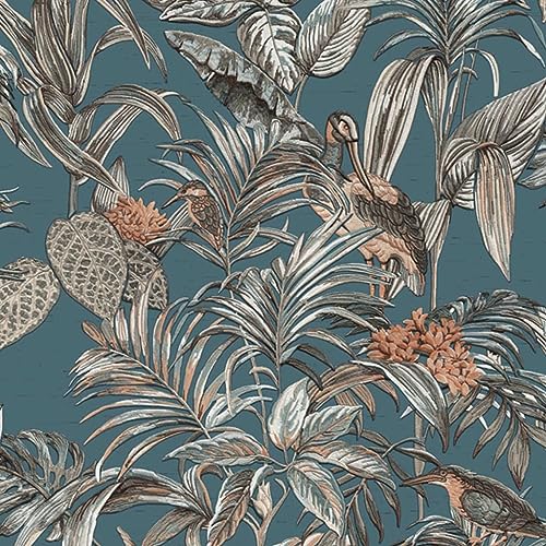 Dutch Wallcoverings Carta Da Parati Bird-Of-Paradise Blu