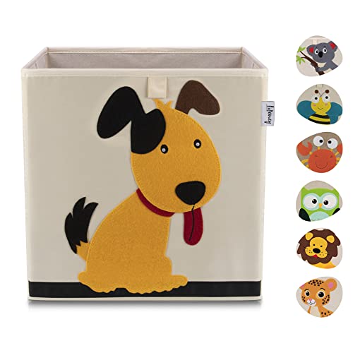 Lifeney Scatola Portaoggetti Per Bambini Con Motivo Cane, Scatola Giocattolo Con Motivo Animali, Adatta Per Scaffali Cubi, Scatola Per La Cameretta De