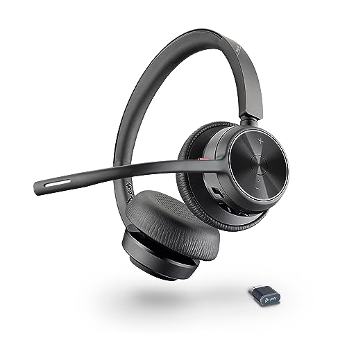 Poly Voyager 4320 Uc, Cuffia Senza Filo, Connessione Bluetooth 5.1 E Dongle Usb-C Bt700, Cancellazione Del Rumore, Cuscinetti In Similpelle, Autonomia