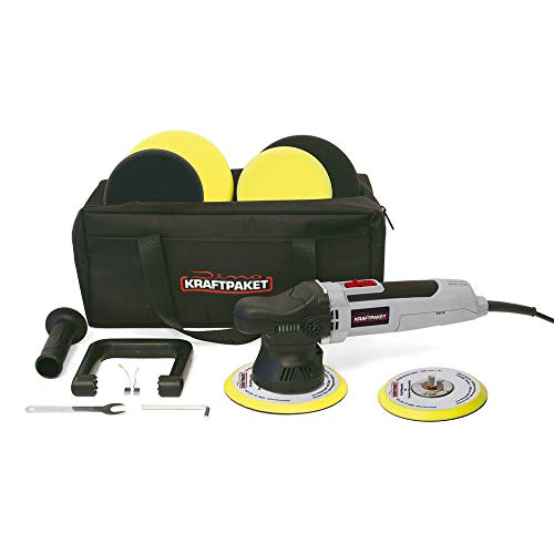 Dino Kraftpaket Lucidatrice Eccentrica, 9 Mm - 650 W, Per Auto, Barca, Auto, Set Con Piastra Di Supporto E Custodia, 125 Mm + 150 Mm