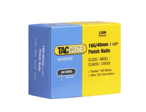 Tacwise 0319 Chiodi Di Finitura Galvanizzati Tipo 16G / 40 Mm, Confezione Da 2500