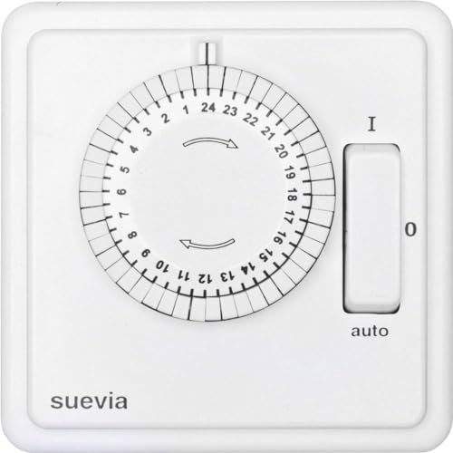 Suevia Su280447 - Timer Analogico Da Incasso, Programma Giornaliero, 1200 W, Ip20, Programma On/Auto/Off