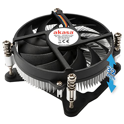 Akasa Ks12 | Raffreddatore A Basso Profilo 31,8 Mm | Refrigeratore Cpu Pwm | Basso Rumore | Tdp 65W | Ak-Cc6308Ep01 | Ottimizzato Per Custodie Mini-It