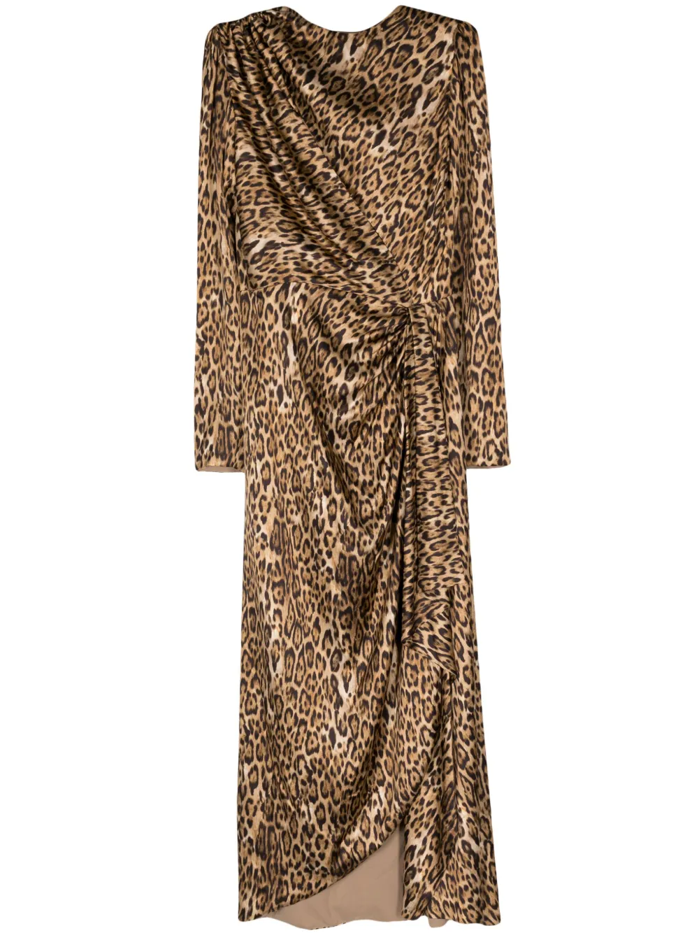 Costarellos Lala leopard-print draped dress - Marrone