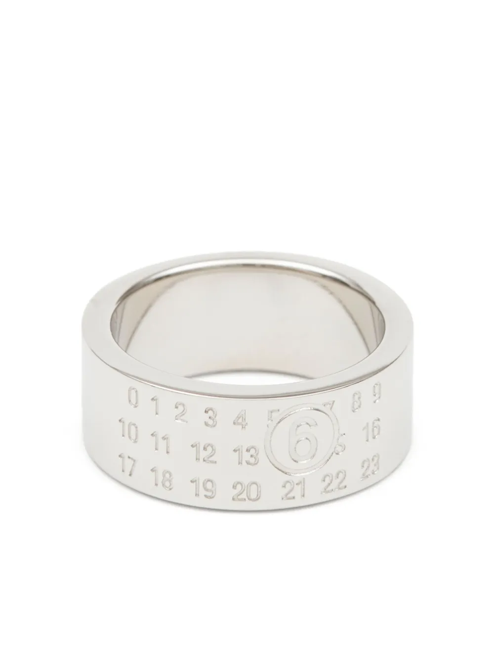 MM6 Maison Margiela Numeric engraved polished ring - Argento