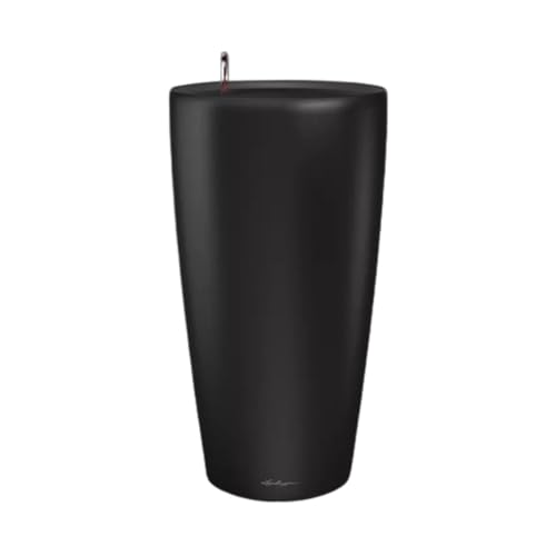 Lechuza Vaso Fioriera Alta Rondo Ø32 H56 Con Auto Irrigazione Nero Opaco