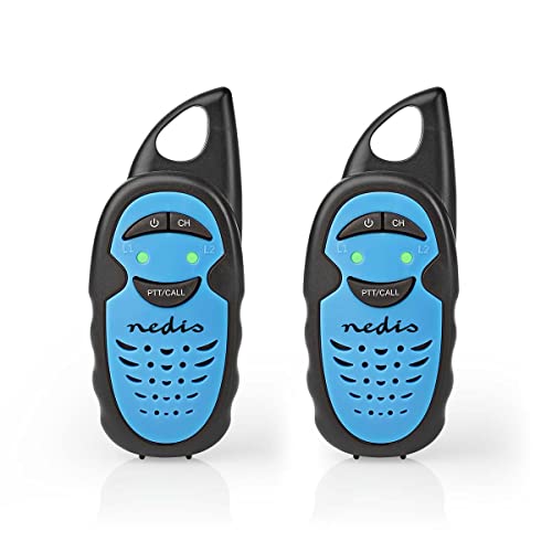 Nedis Set Walkie-Talkie | 2 Portatili | Fino A 3 Km | Canali Di Frequenza: 3 | Ptt | Fino A 3 Ore | Blu / Nero Nero / Blu