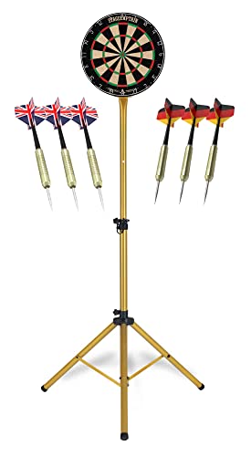 Stagecaptain Dbs-1715 Bullseye Pro Tirassegno Freccette Professionali - Freccette Tiro Al Bersaglio - Dartboards Set Con 6 Frecce Punta In Acciaio E S