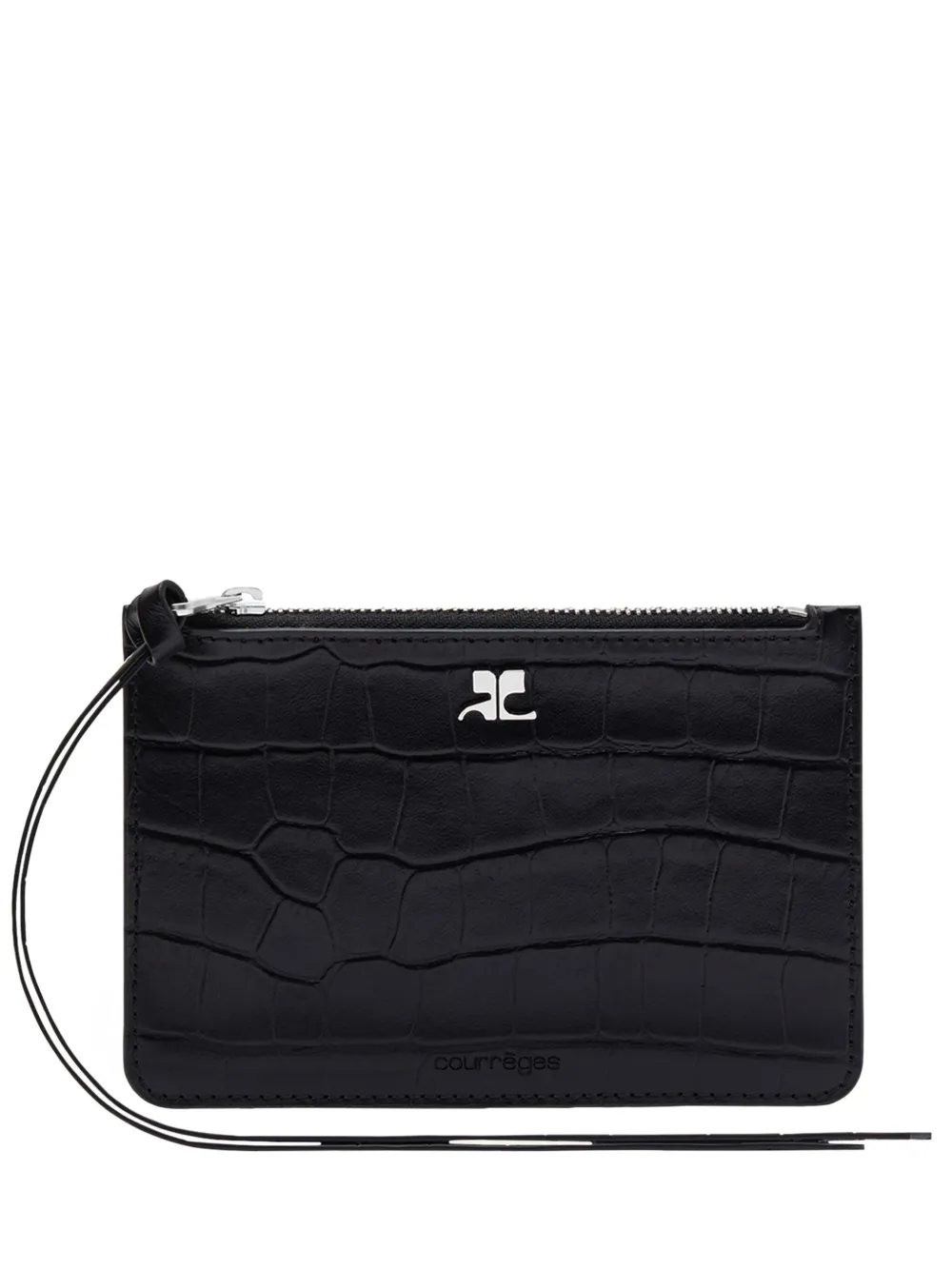 Courrèges AC crocodile-effect leather purse - Nero
