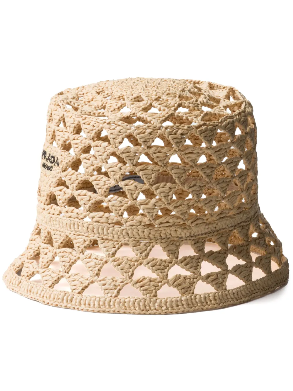 Prada crochet raffia bucket bag - Toni neutri