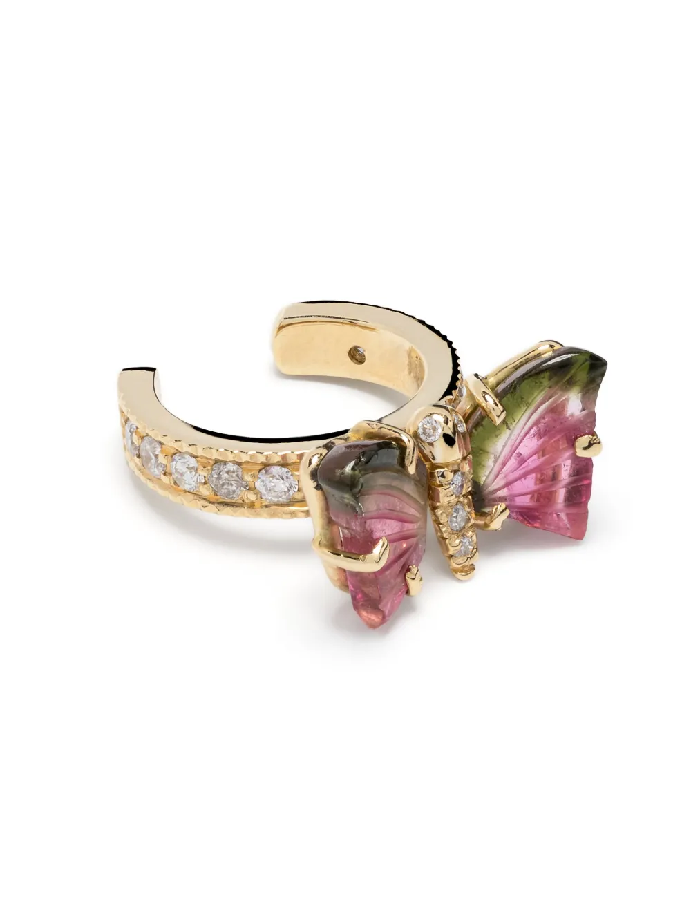Jacquie Aiche 14kt yellow gold Watermelon Butterfly tourmaline ear cuff - Oro