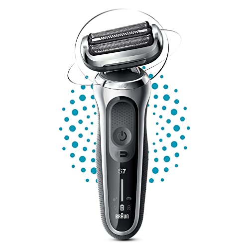Braun Series 7 71-S1000S Rasoio Elettrico Per Uomini, Argento, 360° Flex, Wet & Dry, Ricaricabile, Senza Fili