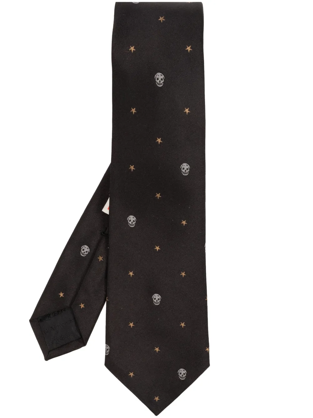 Alexander McQueen black skull-print silk tie - Nero