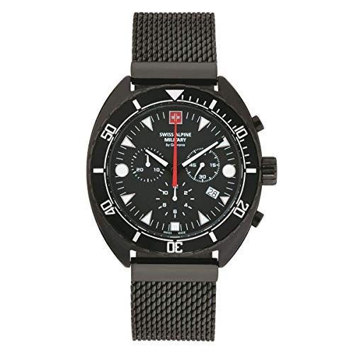 Swiss Alpine Militare Orologio Cronografo Da Uomo Analogico Al Quarzo 7066.9 Acciaio Inox - Nero/Nero/Nero - 9177Sam