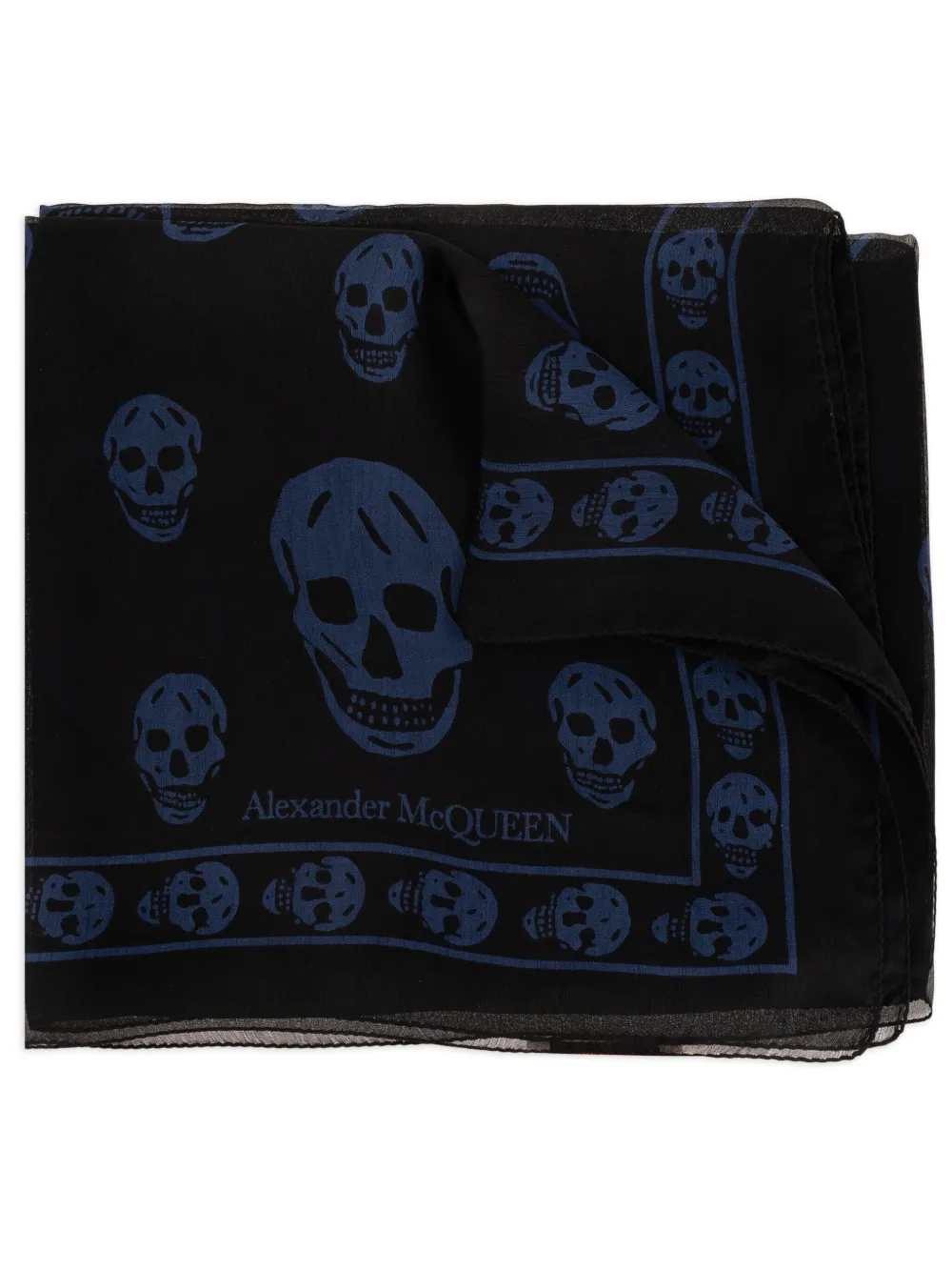 Alexander McQueen skull-print silk scarf - Nero