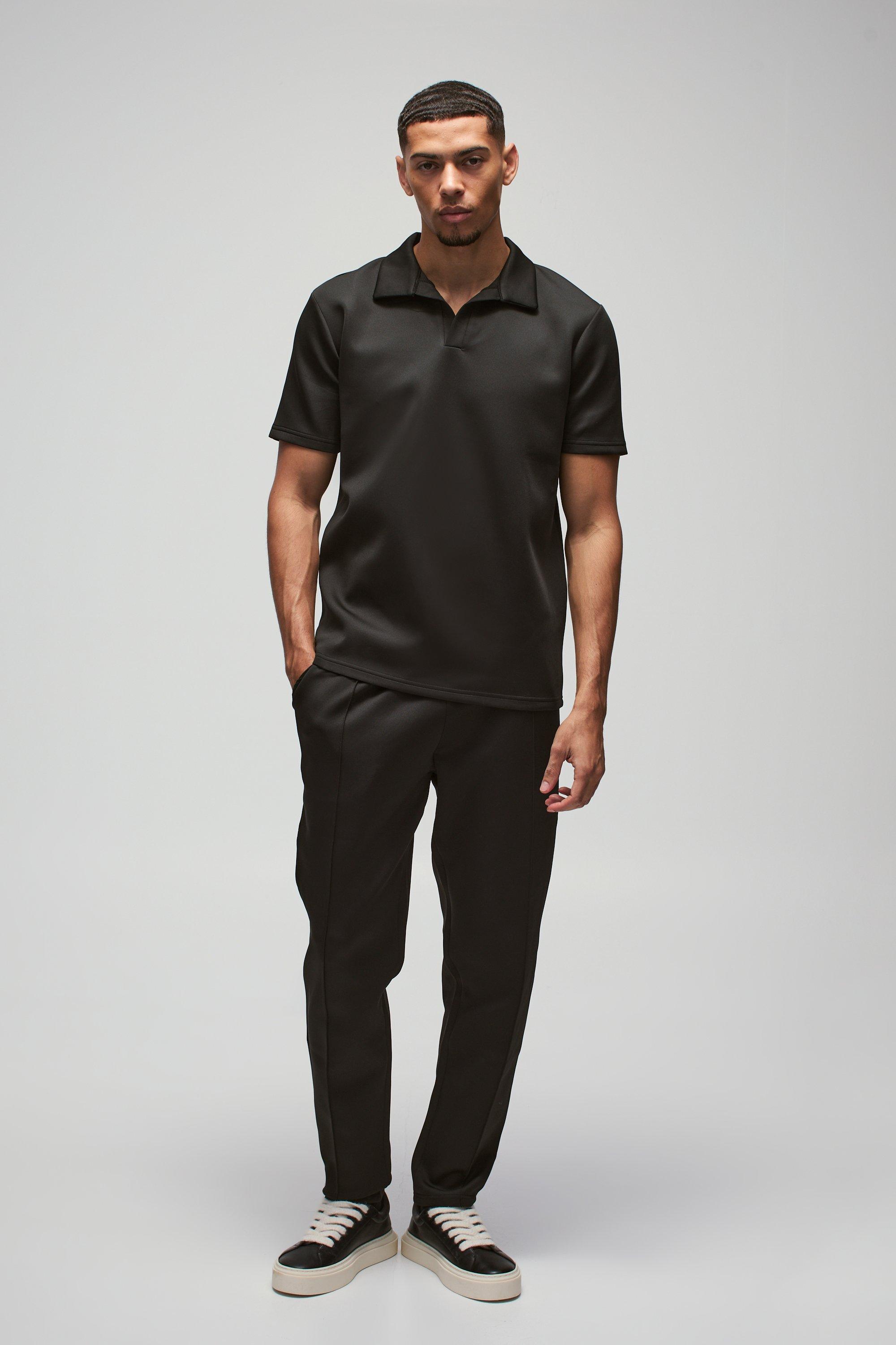 Core Revere Scuba Polo & Jogger Set, Nero