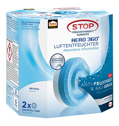 Pattex Deumidificatore Aero 360 Gradi Stop Umidità, Ricarica, Neutral, 2 X 450 G, 1 Pezzo, Plan2